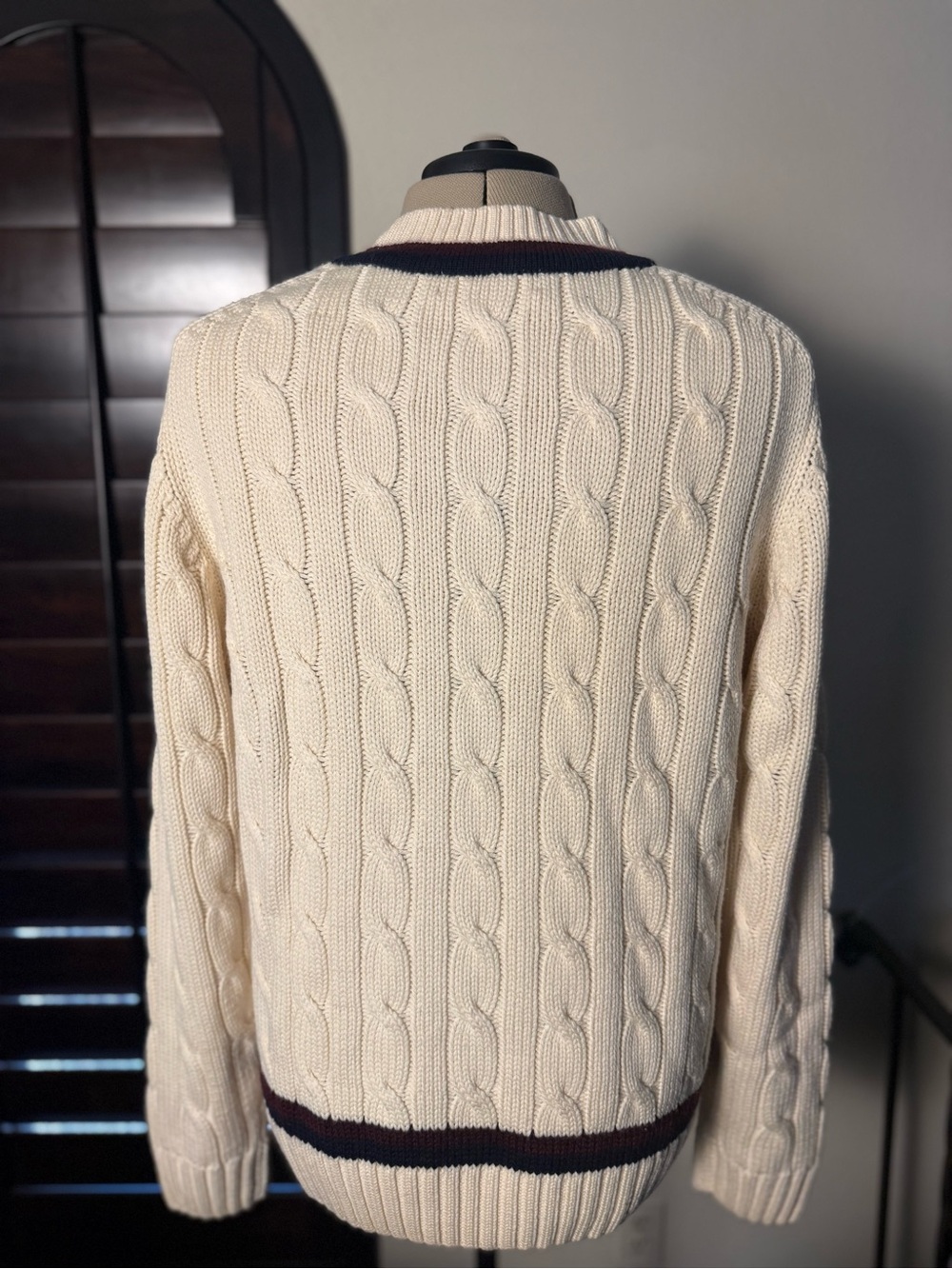 Brooks Brothers Country Club Men's XL Merino Cable Knit Cricket Sweater - Picture 4 of 6